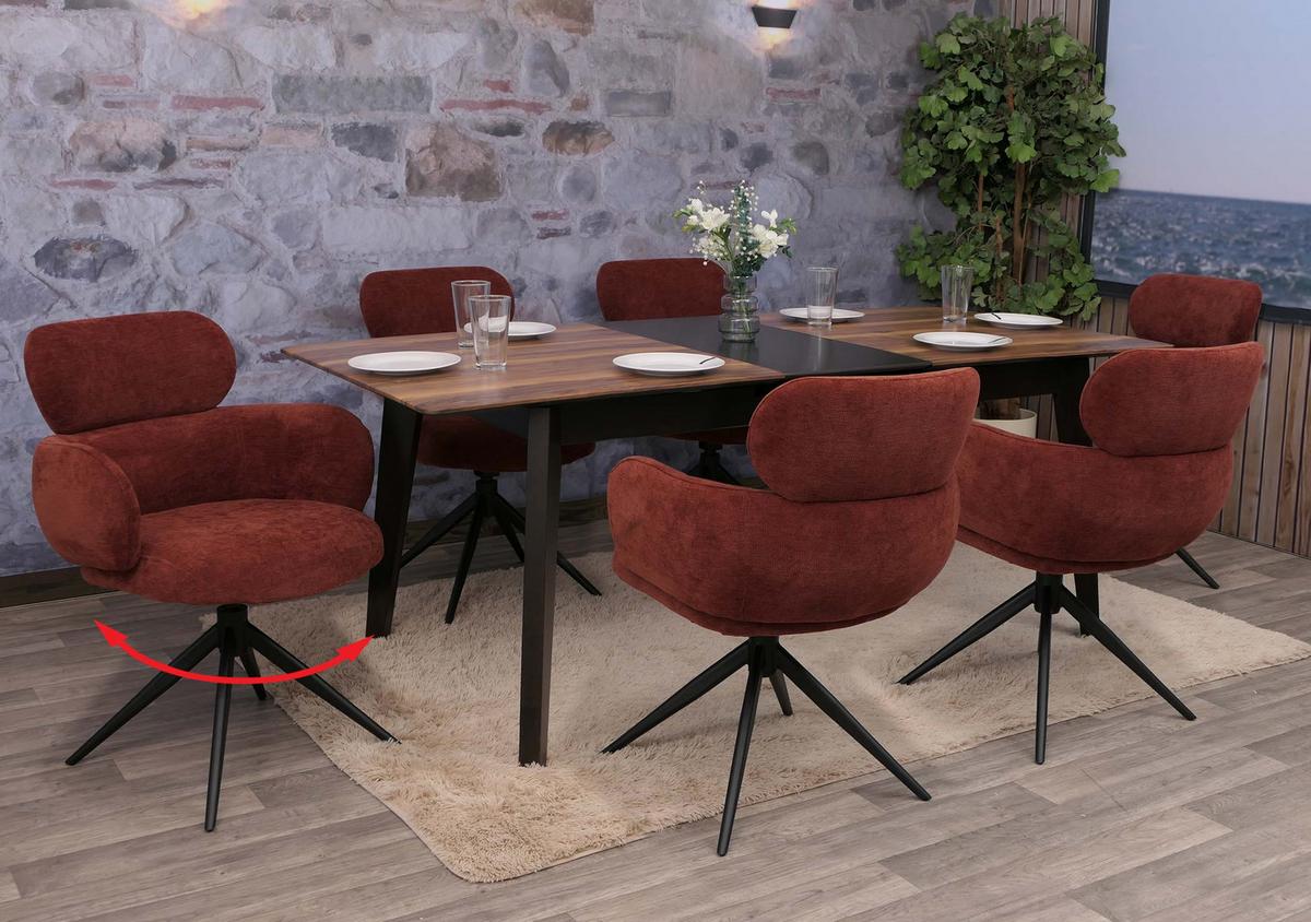 ESSZIMMERSTUHL Rotbraun 6er-Set - Rotbraun, Textil (61/86/69cm) - MCW