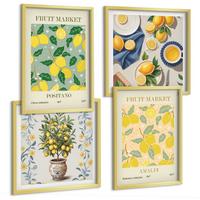 BILDER SET 4er Set - 50x50 cm & 40x60 cm Goldrahmen - Zitrusfrüchte aus Italien - Goldfarben, Kunststoff (50/50cm) - TULUP