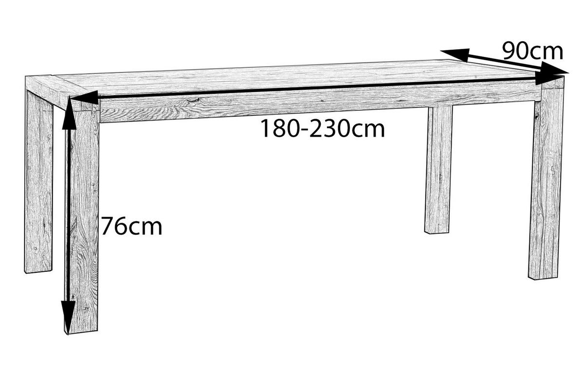 ESSTISCH LIAN Holz - Zwetschgeholzfarben/Naturfarben, Eichenholz/Holz (90/180/76cm) - KAWOLA