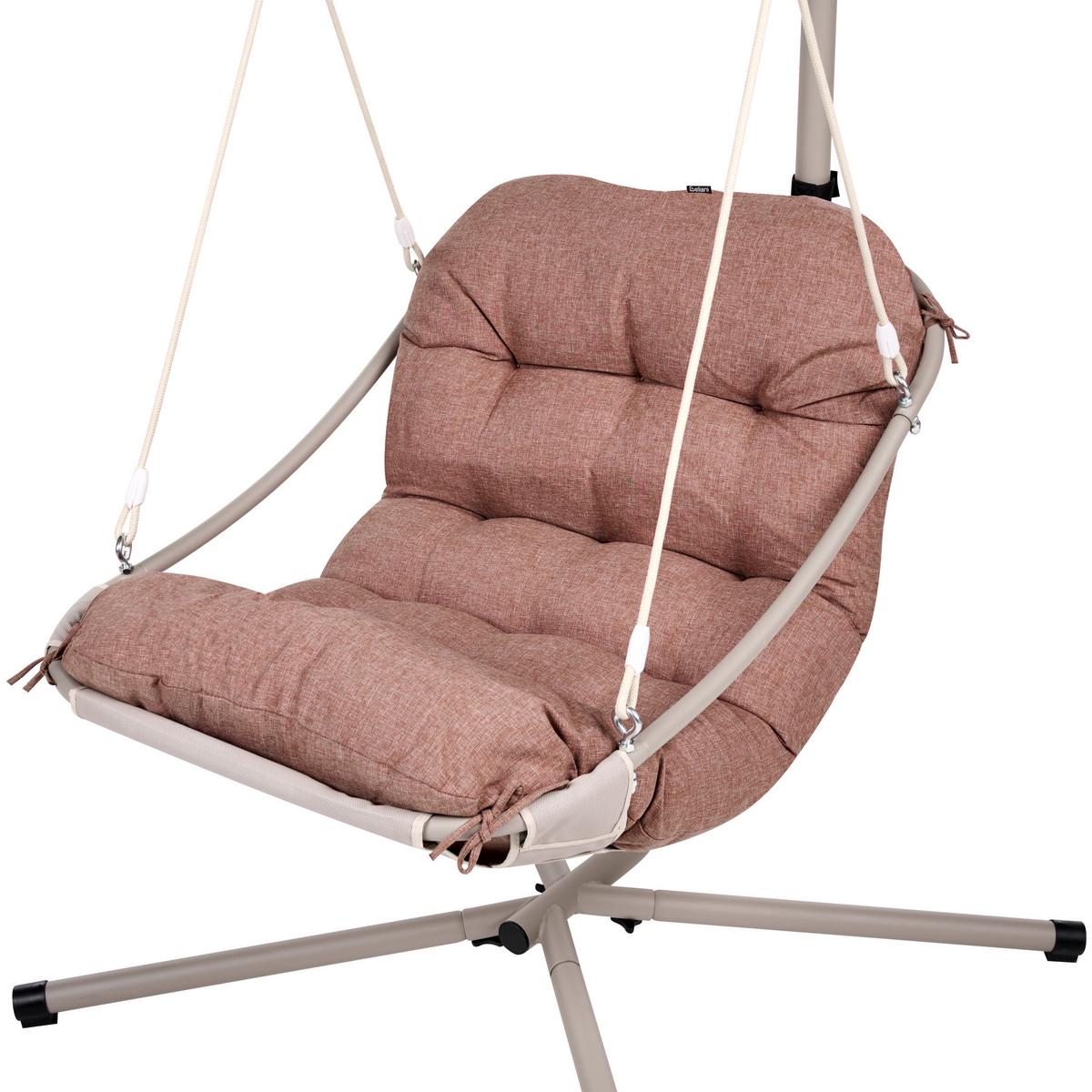 HÄNGESESSEL mit Gestell Metall Braun Alghero - Beige/Braun, Textil (109/195/101cm) - Beliani