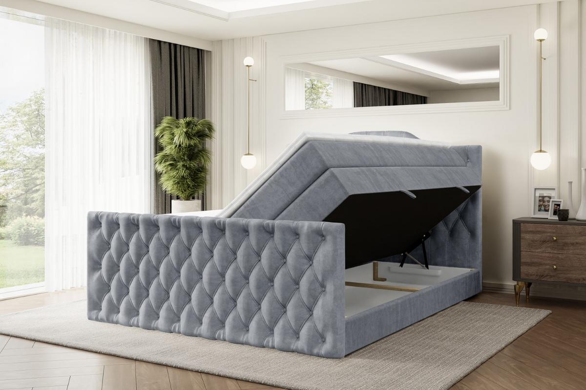 BOXSPRINGBETT VILA-1-Z KING - 140x200 - H3/H4 - Grau - Grau, Holzwerkstoff (140/200cm) - ALTDECOR
