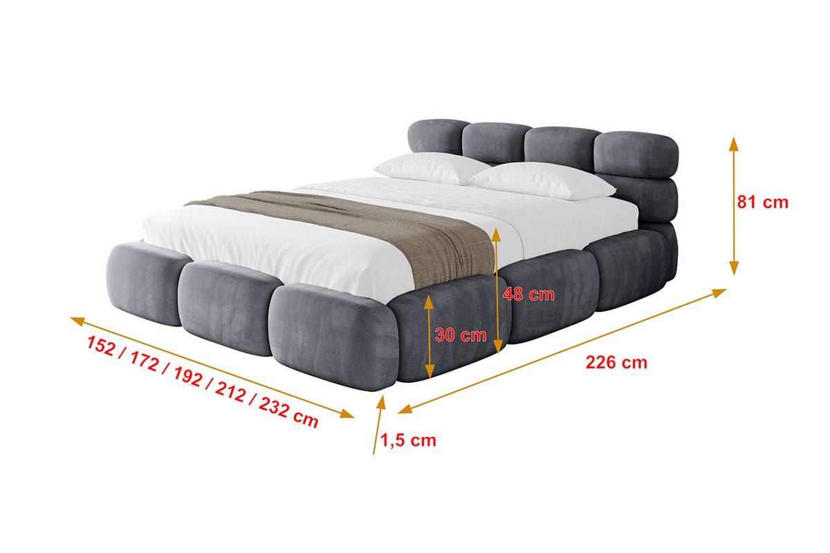 POLSTERBETT mit Bettkasten und Lattenrost, Boxbett ohne Matratze - NOMA 180x200 Dunkelgrau - Dunkelgrau, Holzwerkstoff/Textil (180/200cm) - ALTDECOR