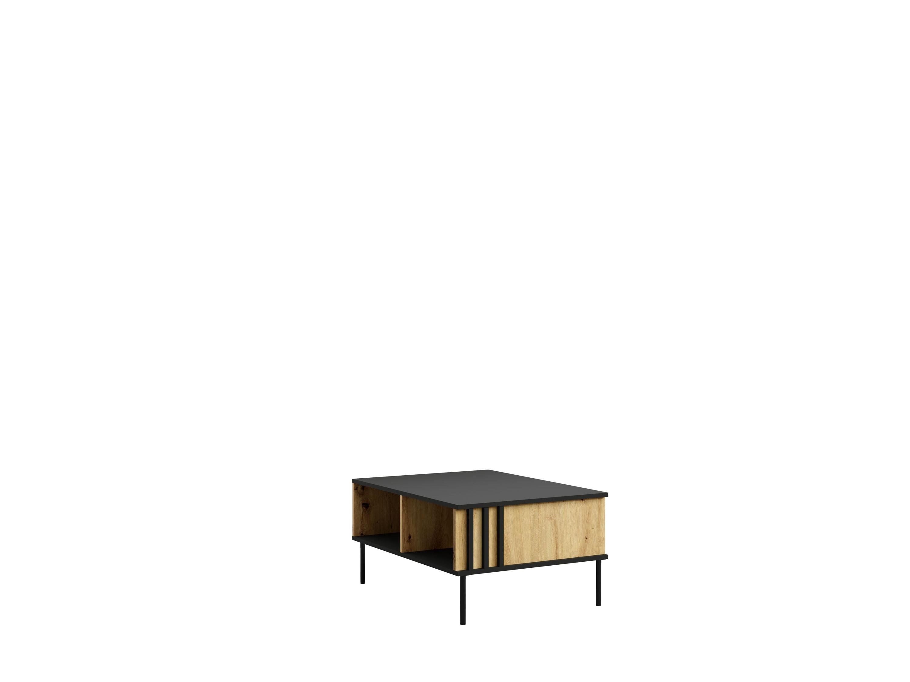 COUCHTISCH Schwarz, Eiche Artisan 87/43,2/66 - Schwarz/Eiche Artisan, Holzwerkstoff (66/87/43cm) - RAUMHIRSCH FURNITURE