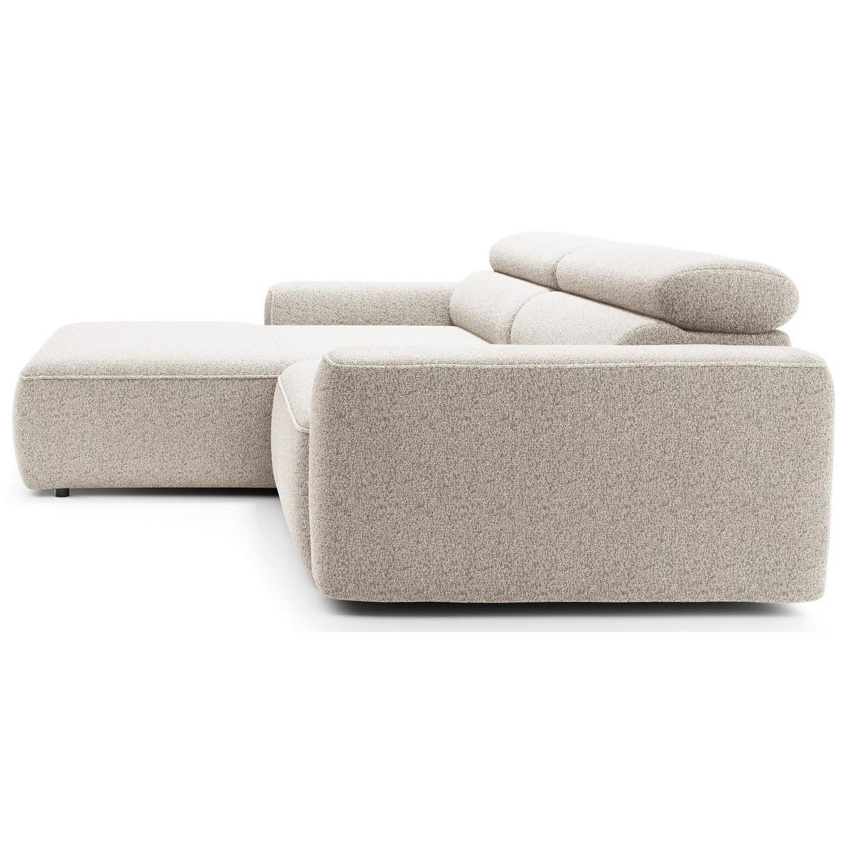 ECKSOFA Fando mit Schlaffunktion, L-Form, 4-Sitzer 252 cm, links Flechtstoff Hellbeige - Ecru/Schwarz, Kunststoff/Textil (252/182cm) - Selsey
