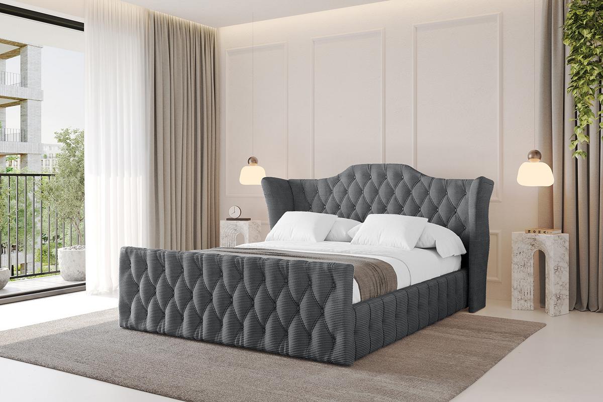 POLSTERBETT mit Bettkasten, Fußteil und Lattenrost, Boxbett mit Matratze H3/H4 - MODY-Z 120x200 Dunkelgrau - Anthrazit, Holzwerkstoff/Textil (120/200cm) - ALTDECOR