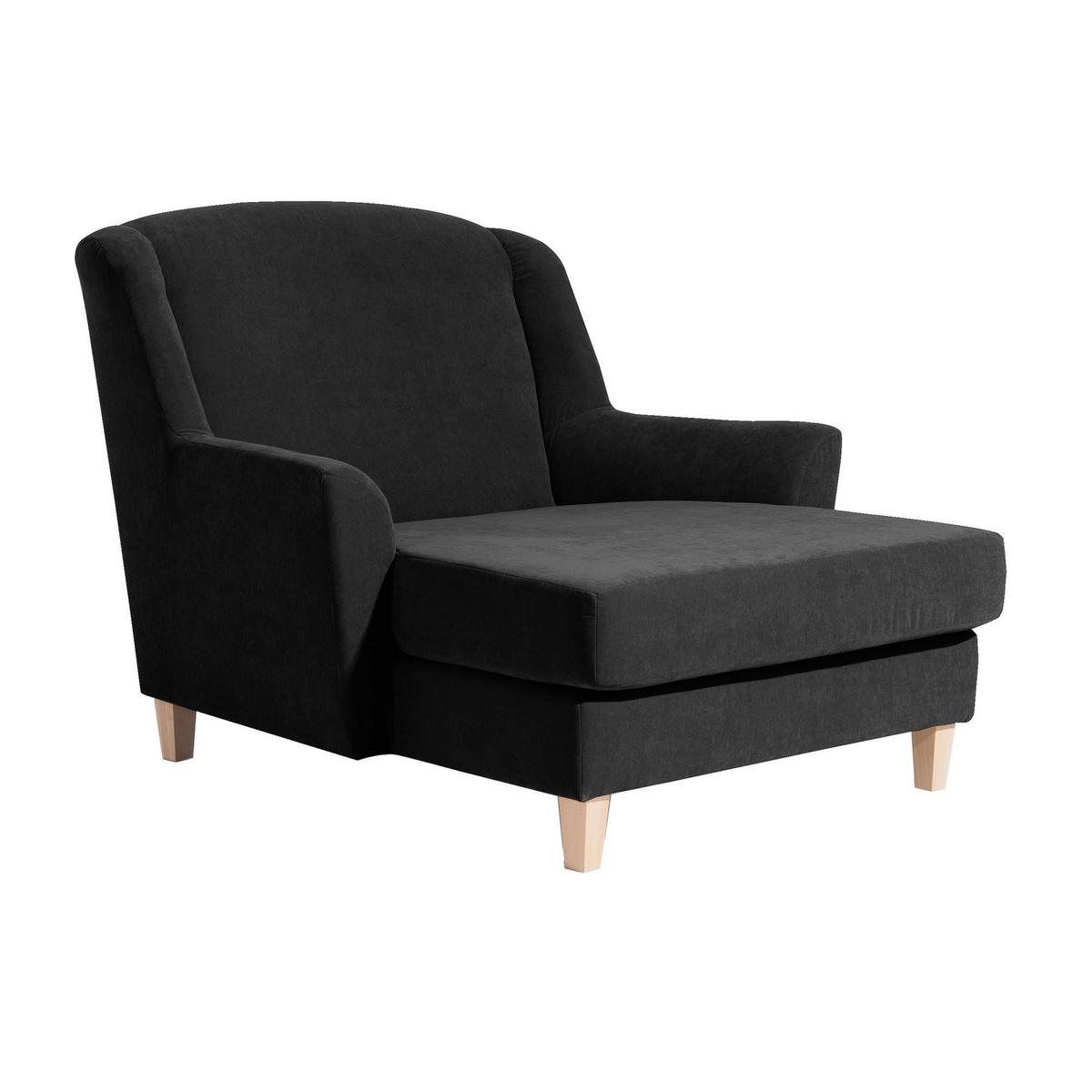 SESSEL XXL Karil Bezug Veloursstoff Buche natur / schwarz - Schwarz, Kunststoff (136/107/142cm) - 58aufmkessel