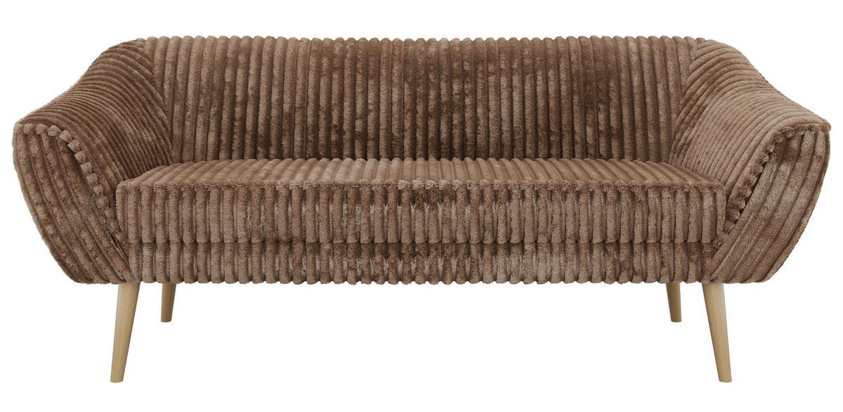 3-SITZER-SOFA PIRS - Braun Cord - Holzbeine - Buchefarben/Braun, Holzwerkstoff/Textil (180/75/74cm) - MKS
