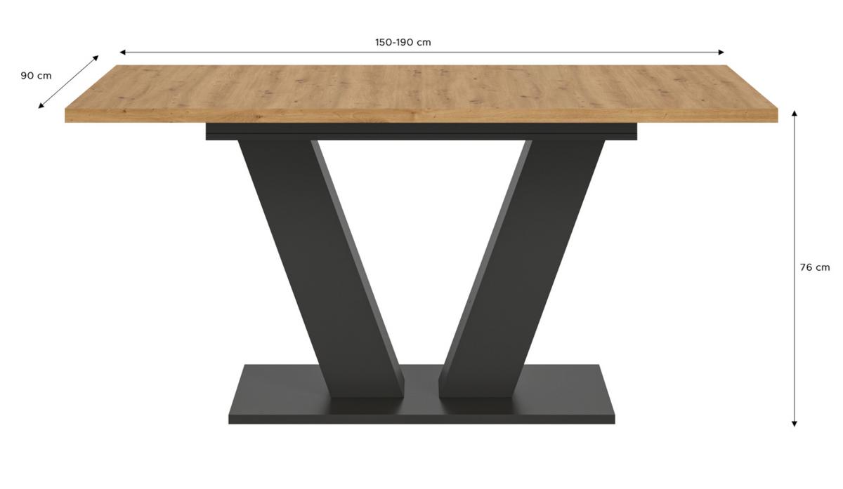 ESSTISCH Eiche, grau 150 - 190 cm, Küchentisch ausziehbar - Eiche Artisan/Grau, Holz/Holzwerkstoff (150/90/76cm) - Inn.Furn