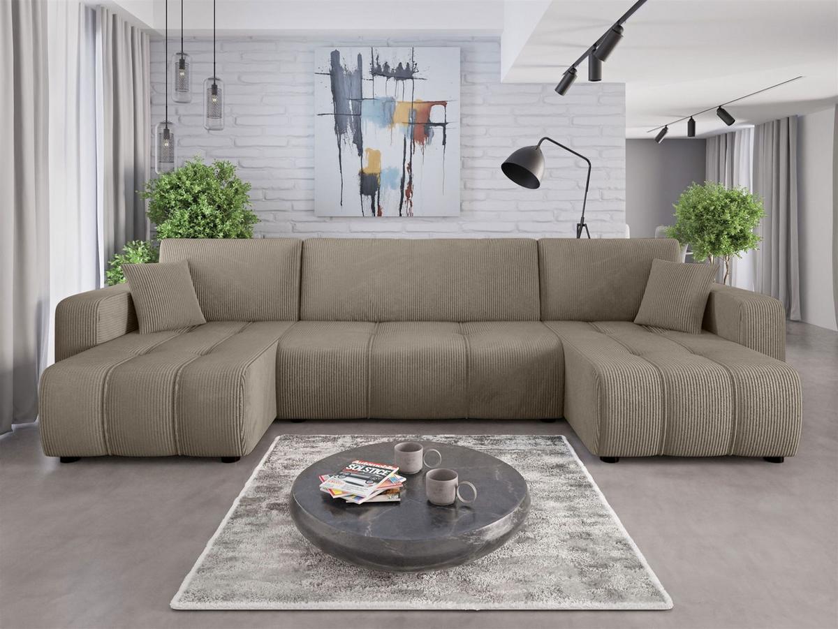WOHNLANDSCHAFT Dagny - Braun, Holzwerkstoff/Textil (317/85/146cm) - Fun Möbel