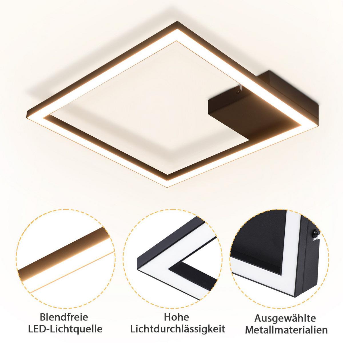 LED-DECKENLEUCHTE Franks 29.4/29.4/3.8 cm - Schwarz, Metall (29.4/29.4/3.8cm) - Nettlife