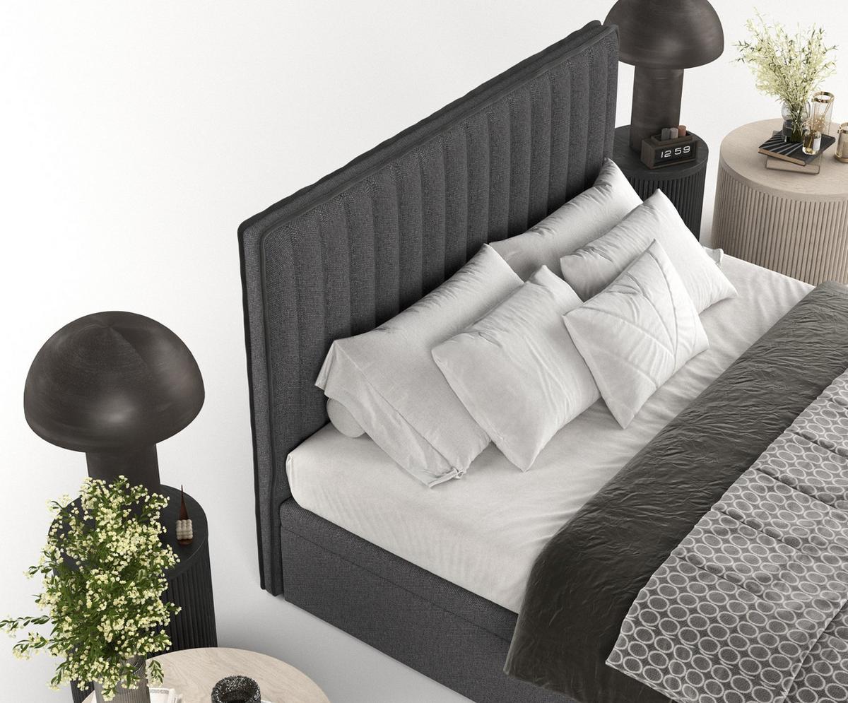 POLSTERBETT Keva mit Stauraum 140/200 cm Anthrazit im Megan Stoff - Anthrazit/Schwarz, Holz/Holzwerkstoff (140/200cm) - AltaBeds
