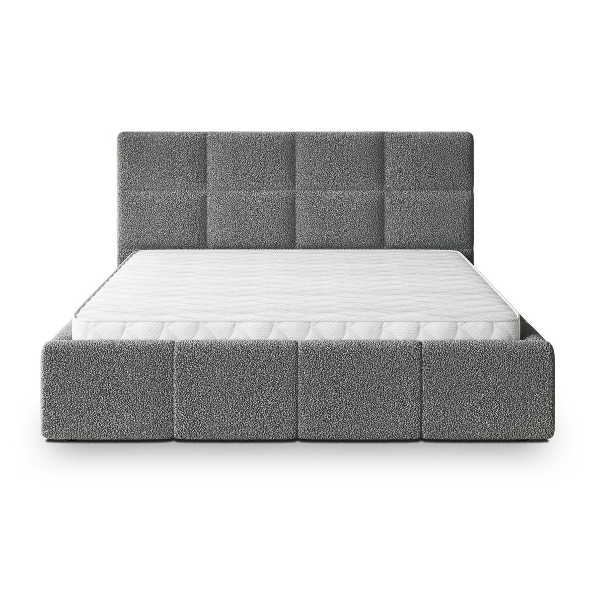 POLSTERBETT COMO Q 120x200 cm mit Bettkästen - Grau - Grau, Holz/Textil - MASSENO