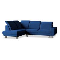 ECKSOFA LERMA R-S Blau Velours-Stoff mit Schlaffunktion - Blau/Silberfarben, Holz/Textil (253/190cm) - MASSENO