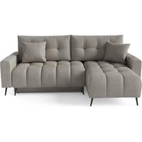 ECKSCHLAFSOFA Denver im Veloursstoff, Dunkelbeige - Greige/Schwarz, Textil (232/148cm) - Beautysofa