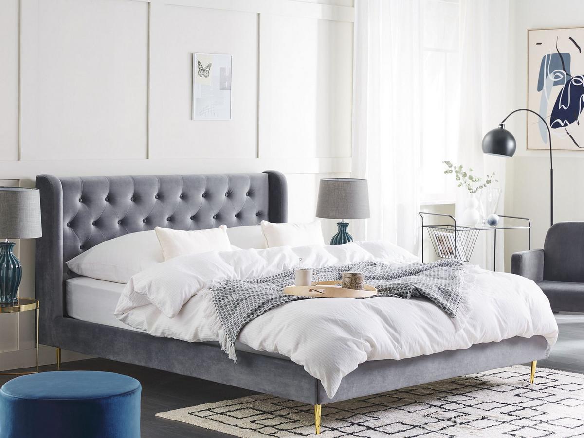 POLSTERBETT 180/200cm Grau Forbach - Grau, Textil (180/200cm) - Beliani