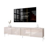 TV-ELEMENT AURA 200 KASCHMIR Hochglanz auf geraden silbernen Beinen + LED - Kaschmir/Silberfarben, Holzwerkstoff (200/50/40cm) - Lookway
