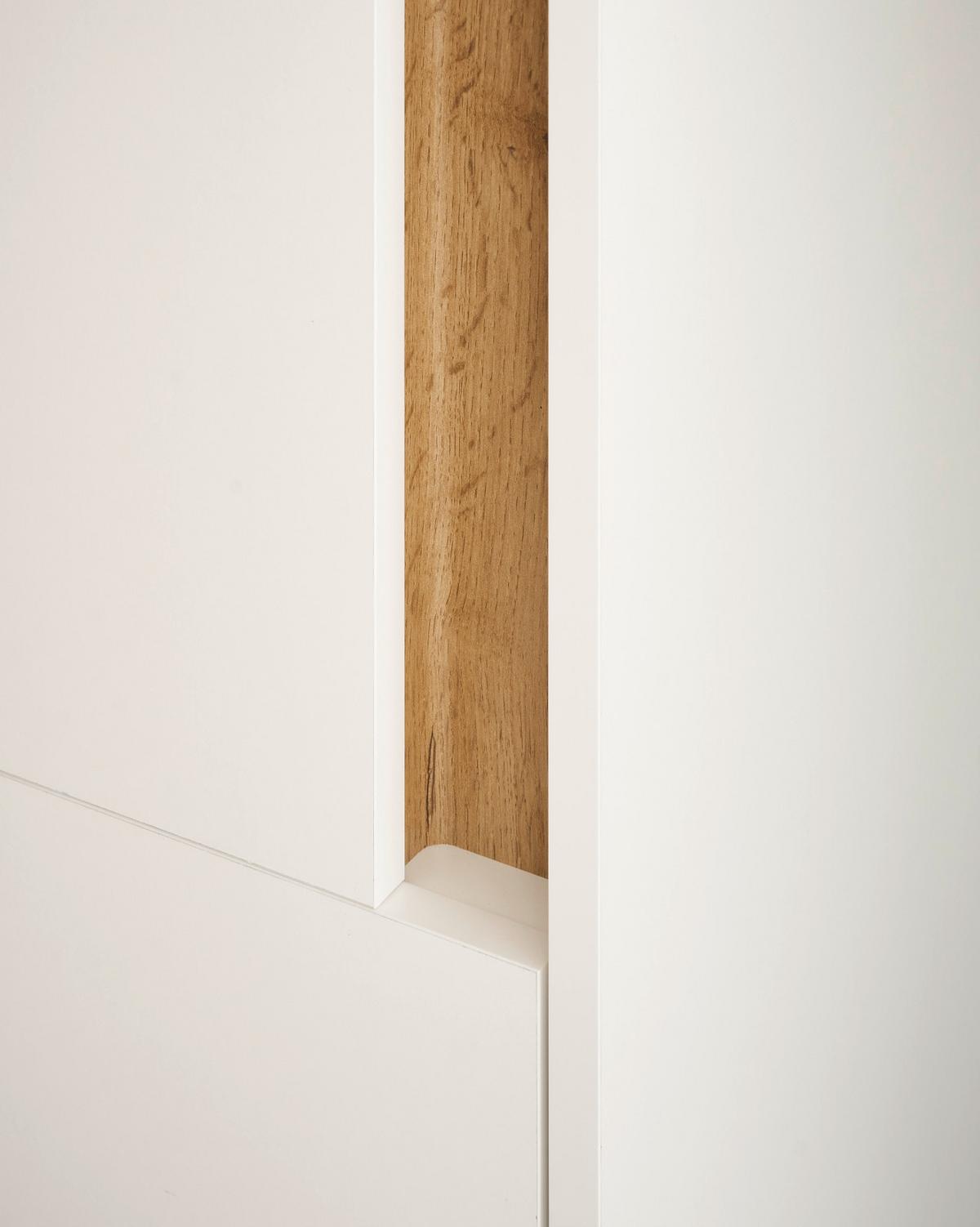 BAD-HOCHSCHRANK weiß, Wotan Eiche, Badschrank 34 x 200 cm - Eiche Wotan/Silberfarben, Holz/Holzwerkstoff (34/200/34cm) - Furn.Design