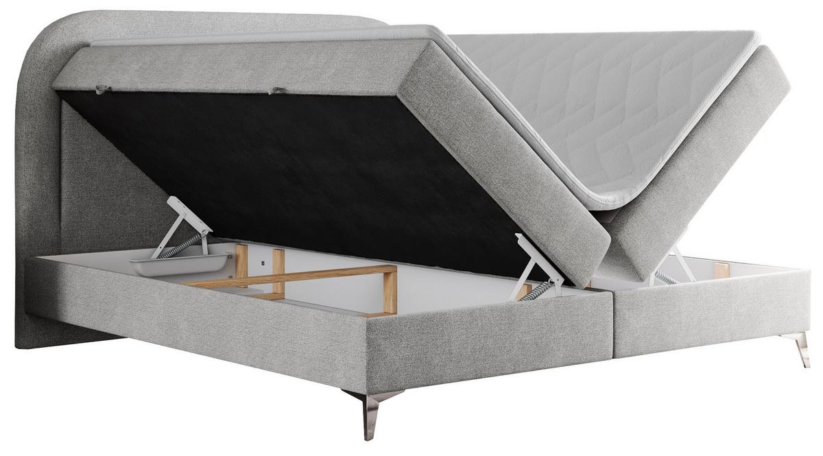 BOXBETT EIRA 120/200 Hellgrau Struktur - H3 - Silberfarben/Hellgrau, Holz/Textil (120/200cm) - MKS