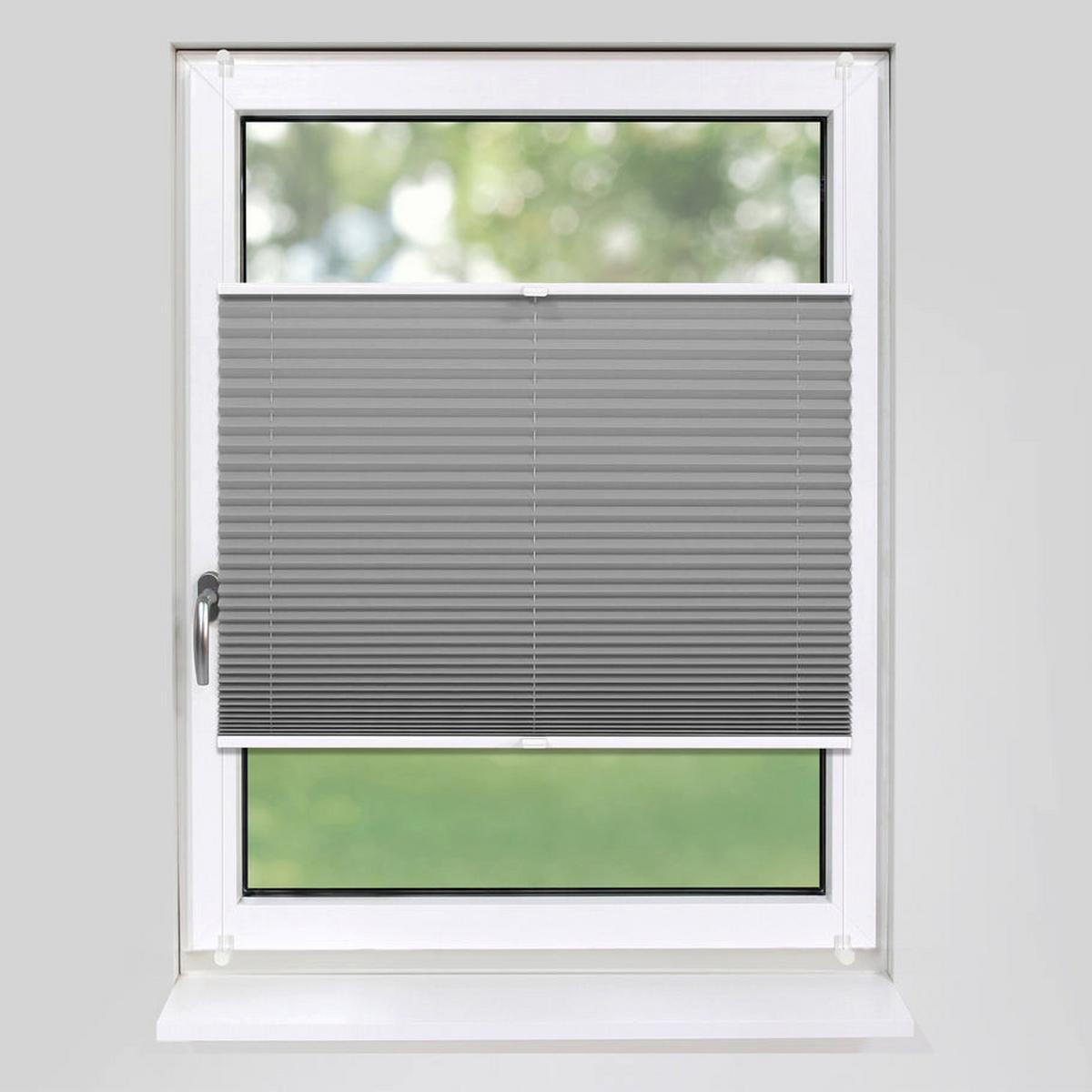 PLISSEE Basic 95 x 210cm Klemmfix ohne Bohren - Grau, Textil (95/210cm) - Deco-Raum