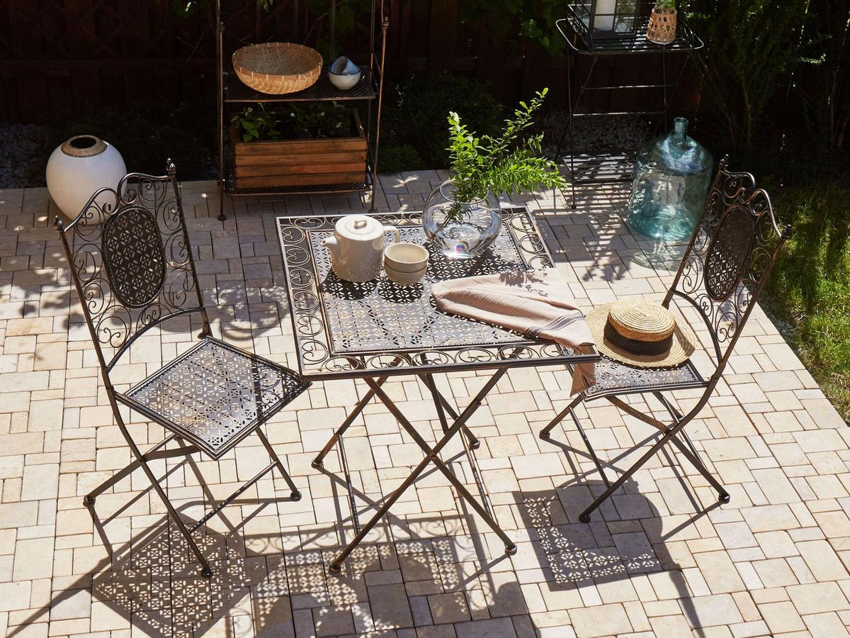GARTENSTUHL 2er-Set Metall schwarz Bormio - Schwarz, Metall (40/93/60cm) - Beliani