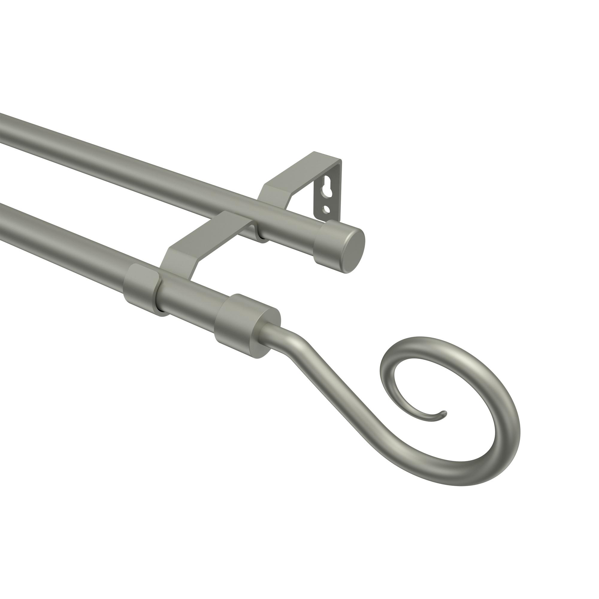 GARDINENSTANGE Olymp Allegra 200 cm, 2-läufig (ohne Ringe), 16 mm Ø Chrom matt - Chromfarben/Nickelfarben, Metall (200cm) - INTERDECO