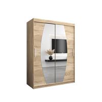 SCHWEBETÜRENSCHRANK 200/150/62 2-türig - Silberfarben/Sonoma Eiche, Holz/Kunststoff (150/200/62cm) - MÖBEL KRYSPOL