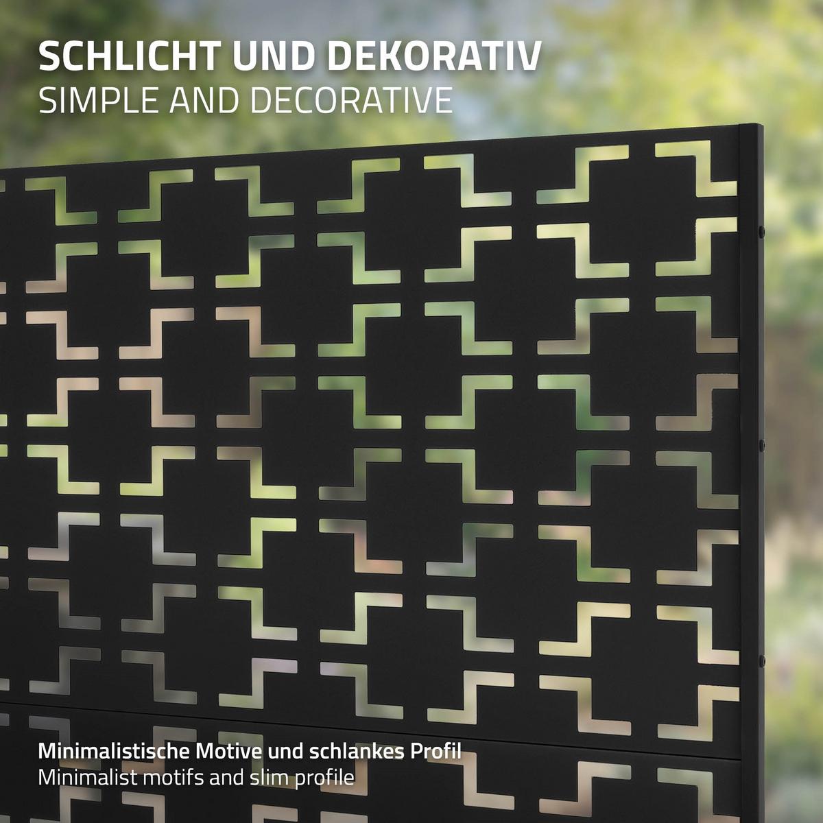 METALL-SICHTSCHUTZ Milano 120x180 cm Schwarz aus Stahl - Schwarz, Metall (120/183cm) - ML-DESIGN