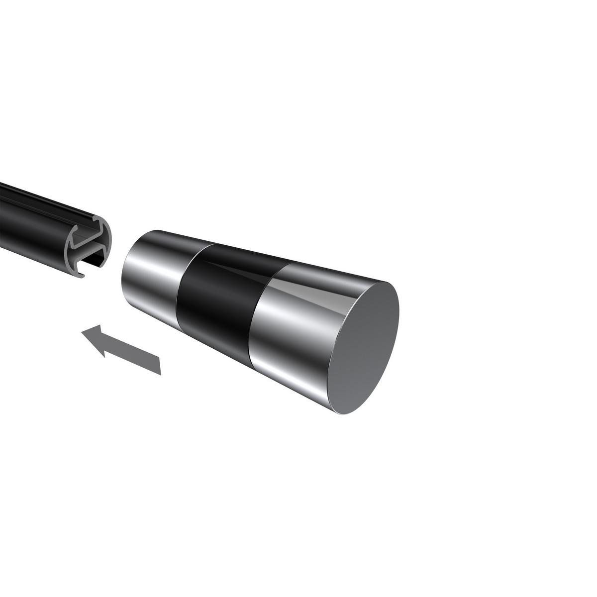 ENDSTÜCKE FÜR GARDINENSTANGEN 20 mm Ø, Tanara Chrom/Schwarz, Packung 2 Stück - Chromfarben/Schwarz, Metall (6.5/3.2/3.2cm) - INTERDECO