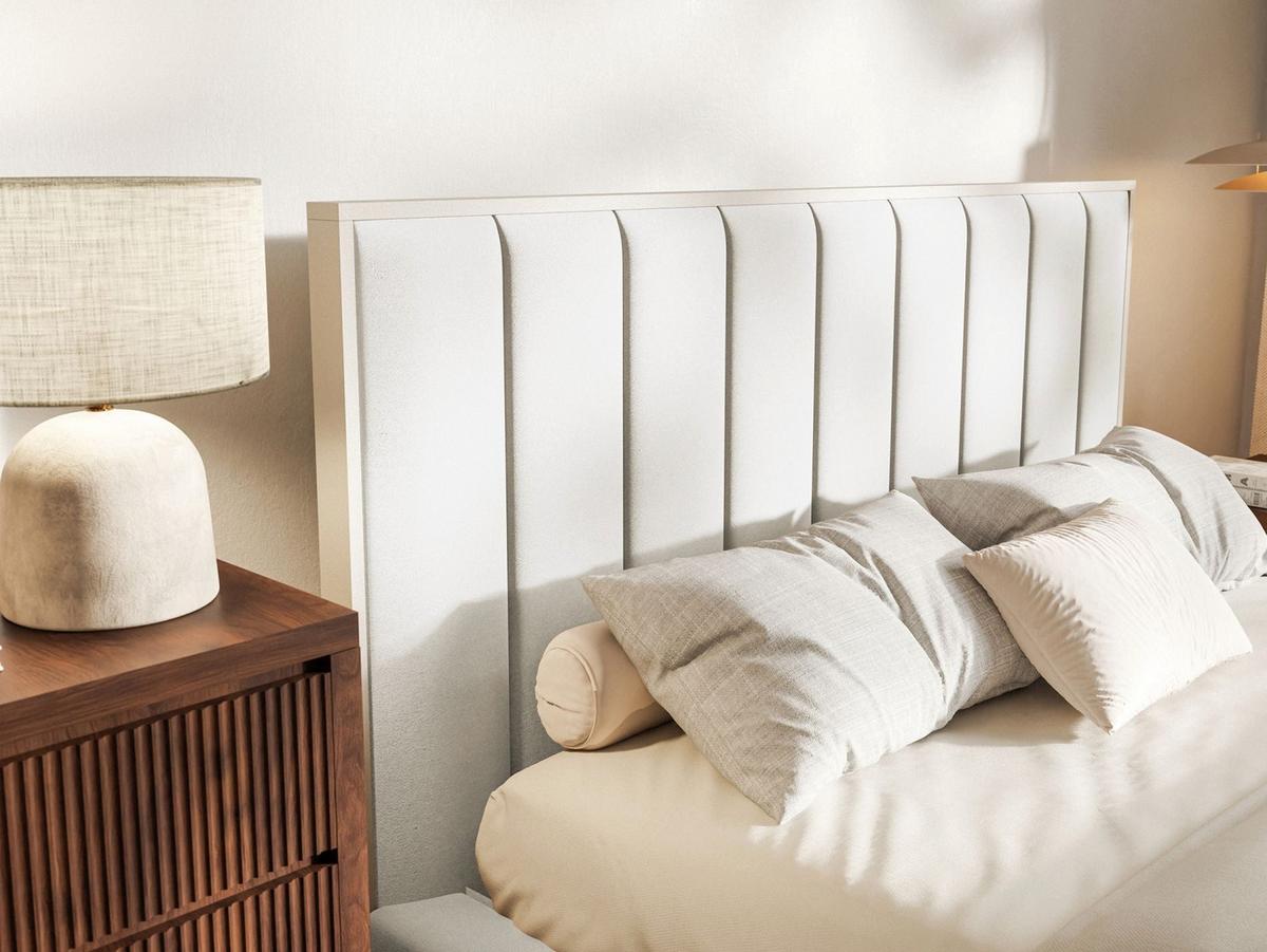 POLSTERBETT Togents Weiß mit Veloursbezug und LED, 160x200 cm - Weiß, Textil (160/200cm) - Selsey