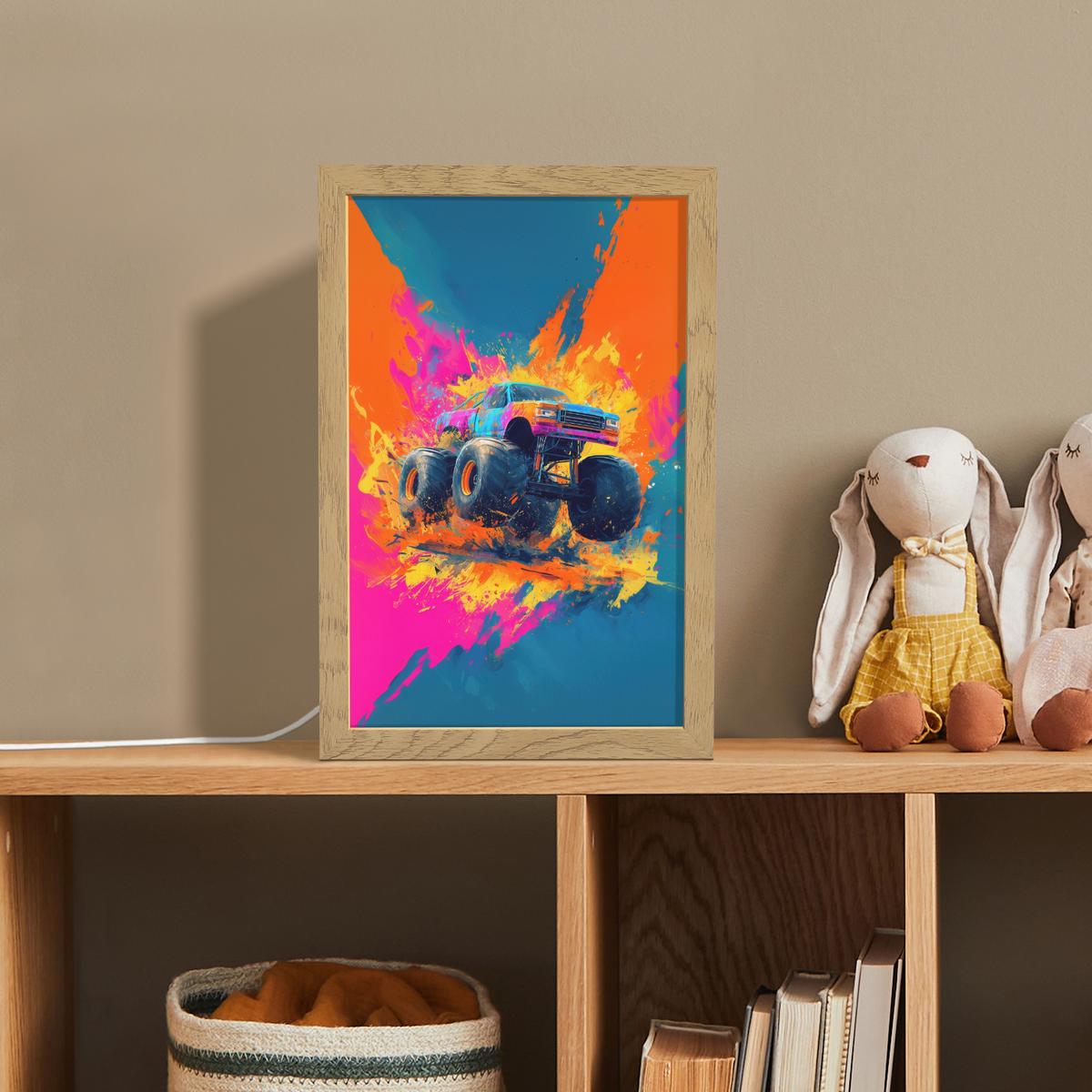 NACHTTISCHLAMPE Monstertruck - Abstrakt - Farbspritzer - Farbenfroh 20x30 cm - Pink, Holzwerkstoff (8/20/30cm) - OnlyWow