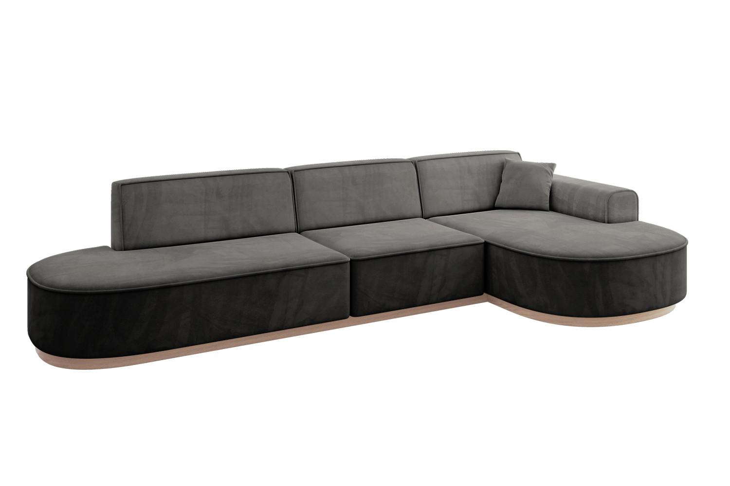 ECKSOFA Ottomane Rechts MARI-L2-v1 - 328x171x83 cm Dunkelgrau Velours - Dunkelgrau, Holzwerkstoff/Textil (171/328cm) - ALTDECOR