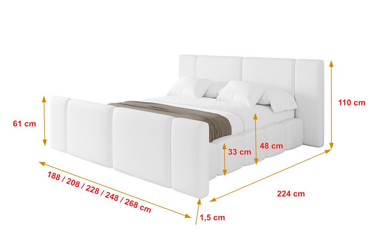 POLSTERBETT mit Bettkasten, Fußteil und Lattenrost, Bett mit Matratze H3/H4 - NILO-Z 140x200 Weiß - Weiß Hochglanz, Holzwerkstoff/Textil (140/200cm) - ALTDECOR