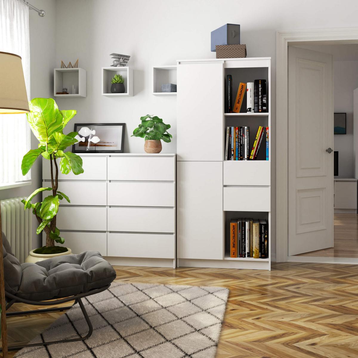 STANDREGAL Weiß 180/80/35 - Weiß, Holzwerkstoff (80/180/35cm) - RAUMHIRSCH FURNITURE