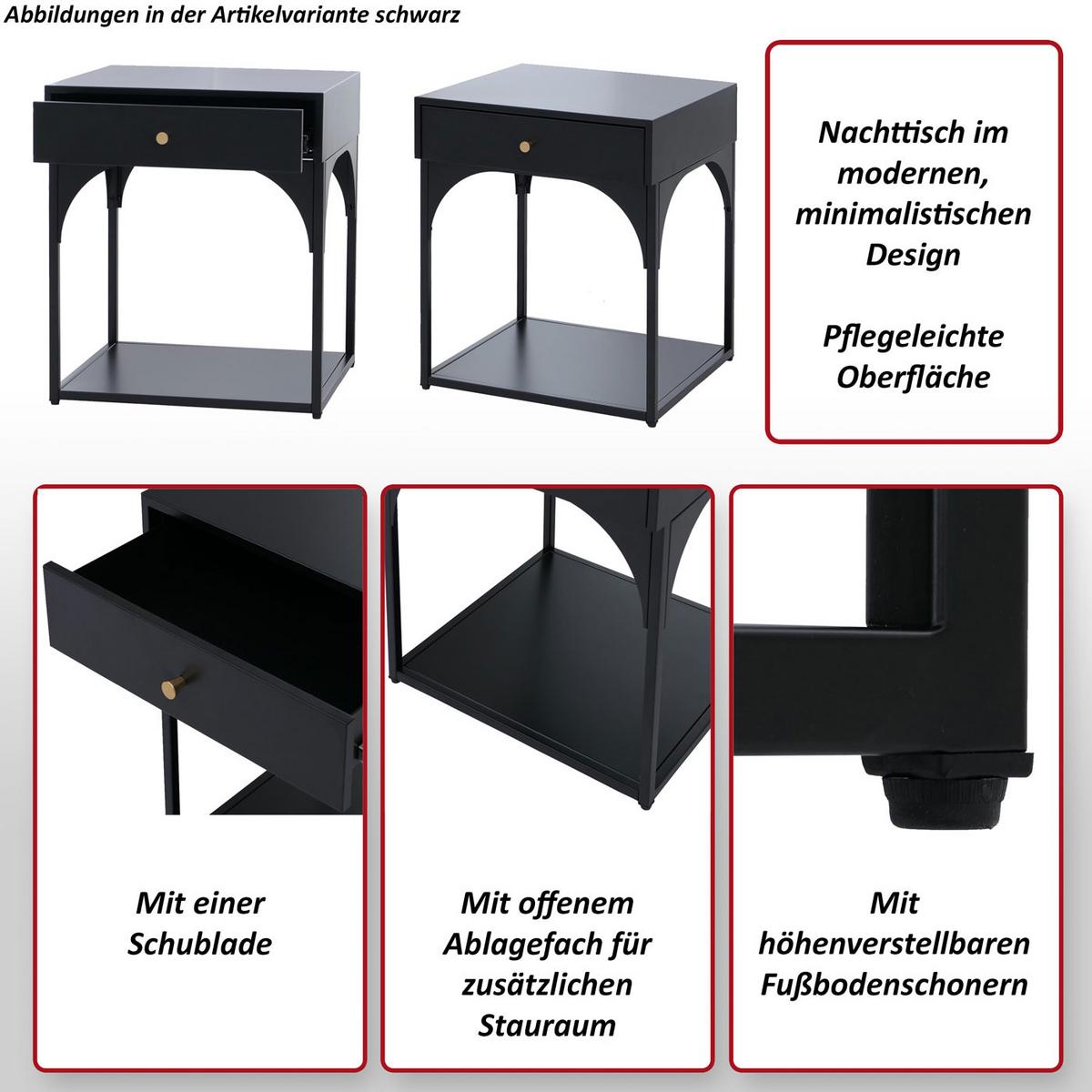 NACHTTISCH rechteckig Weiß - Weiß, Metall (43/50/41cm) - MCW