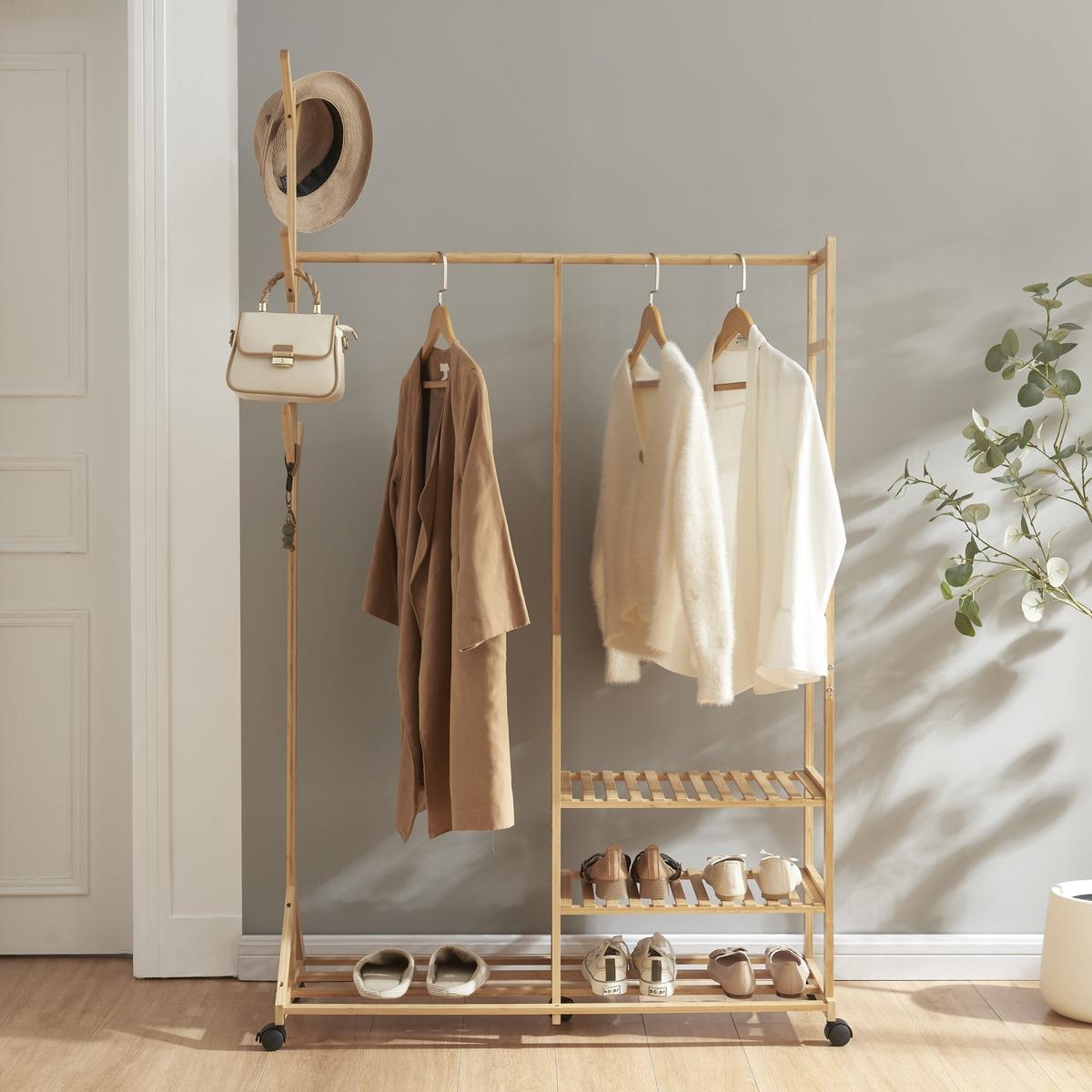 ROLLGARDEROBE Ikaalinen - Naturfarben, Holz (100/176/38cm) - [en.casa]