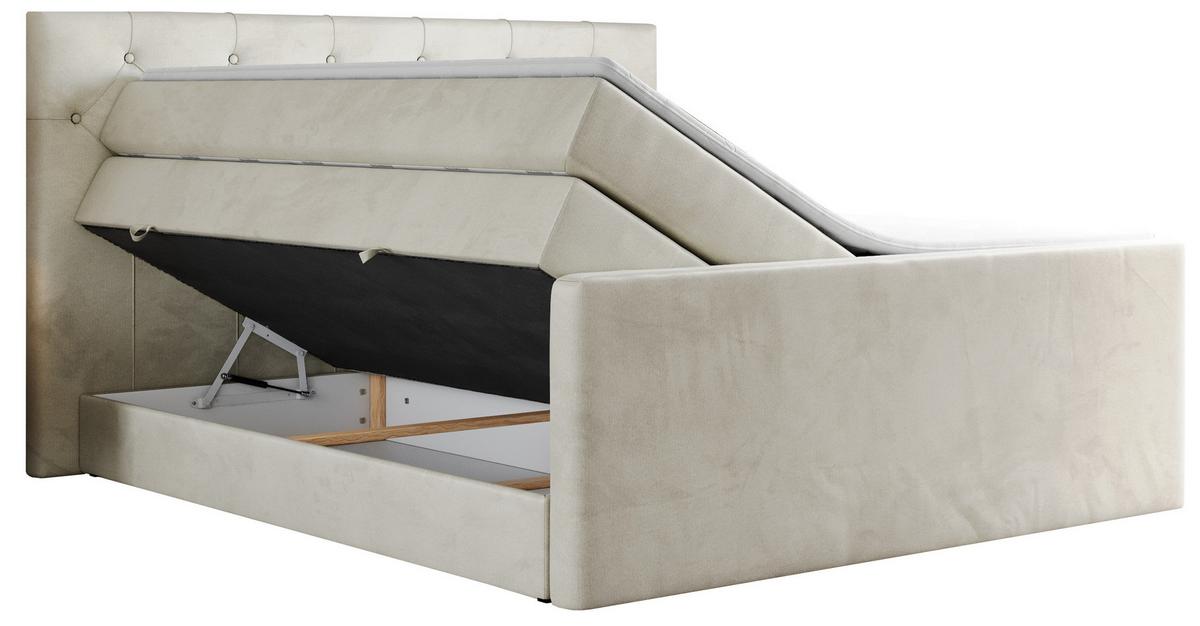 BOXSPRINGBETT KING VELEN 120/200 Beige Velvet - H4 - Beige, Holz/Textil (120/200cm) - MKS