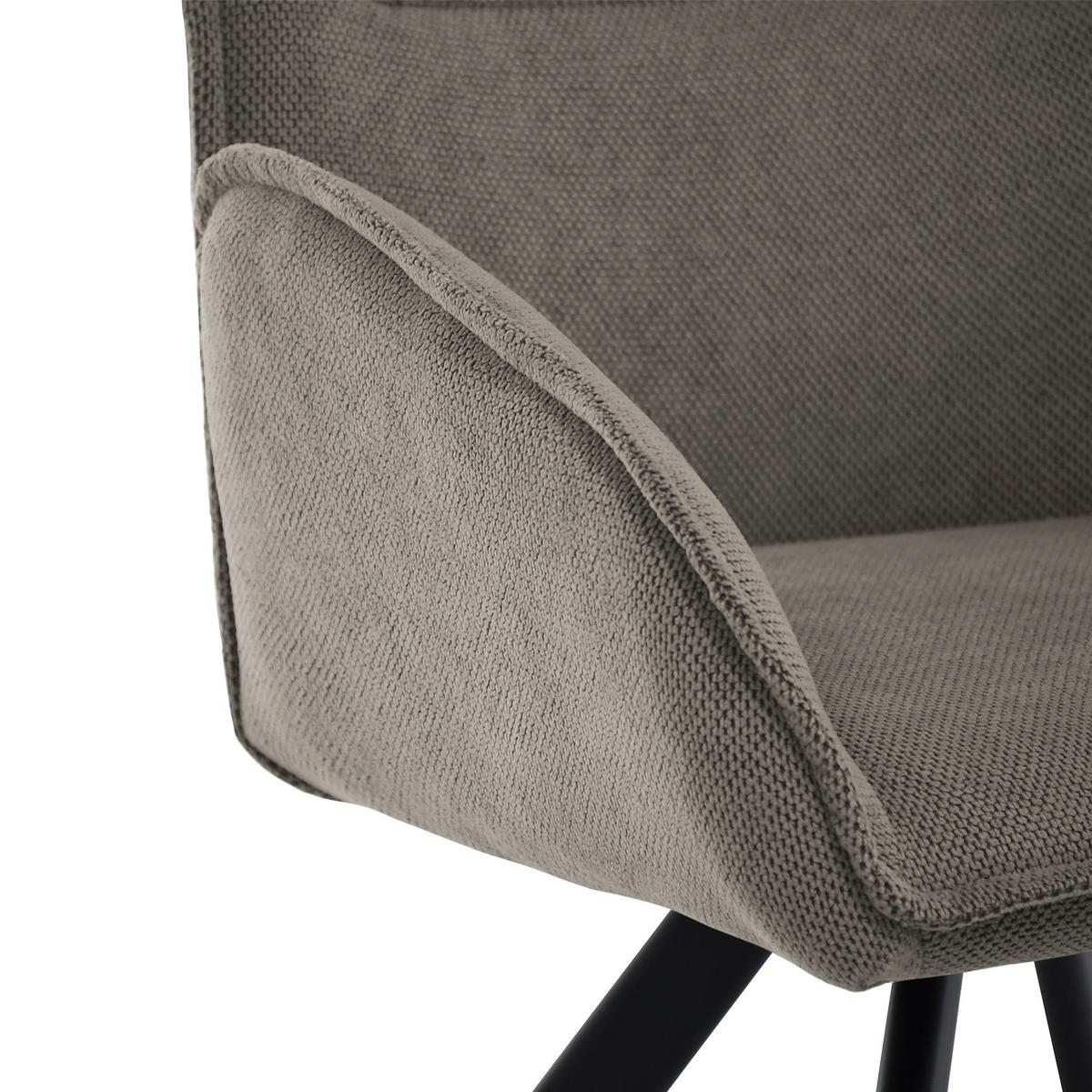DREHSTUHL Zerra im Geflechtstoff mit Metallbeinen, Dunkelbeige - Schwarz/Cappuccino, Metall (55/87/46cm) - Beautysofa