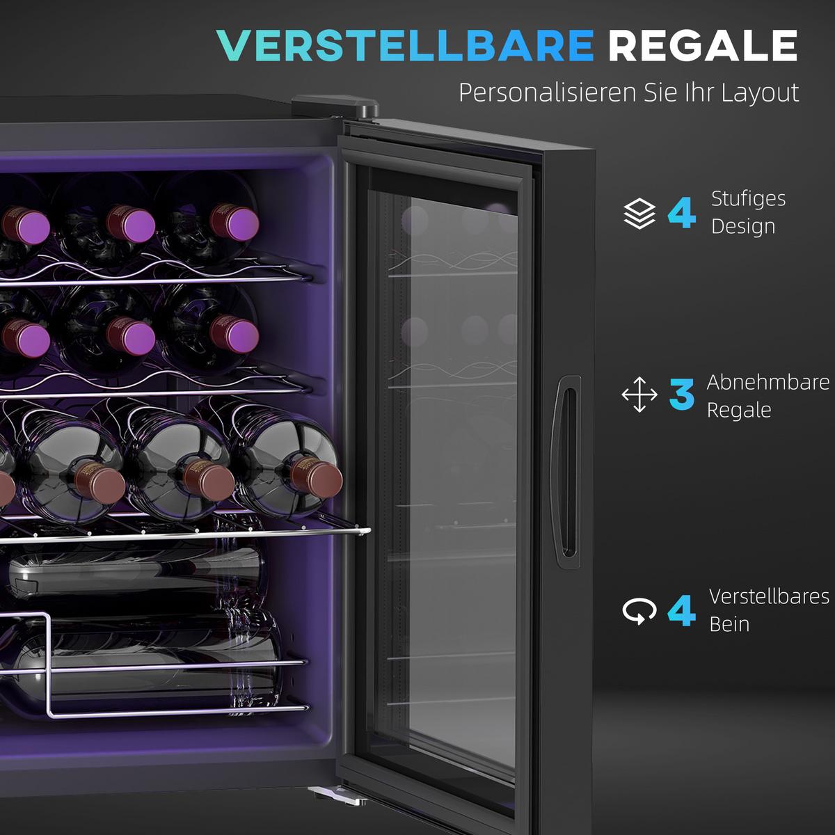WEINKÜHLSCHRANK 43/45/56.50 cm Schwarz - Schwarz, Metall (45/56.5/43cm) - HOMCOM
