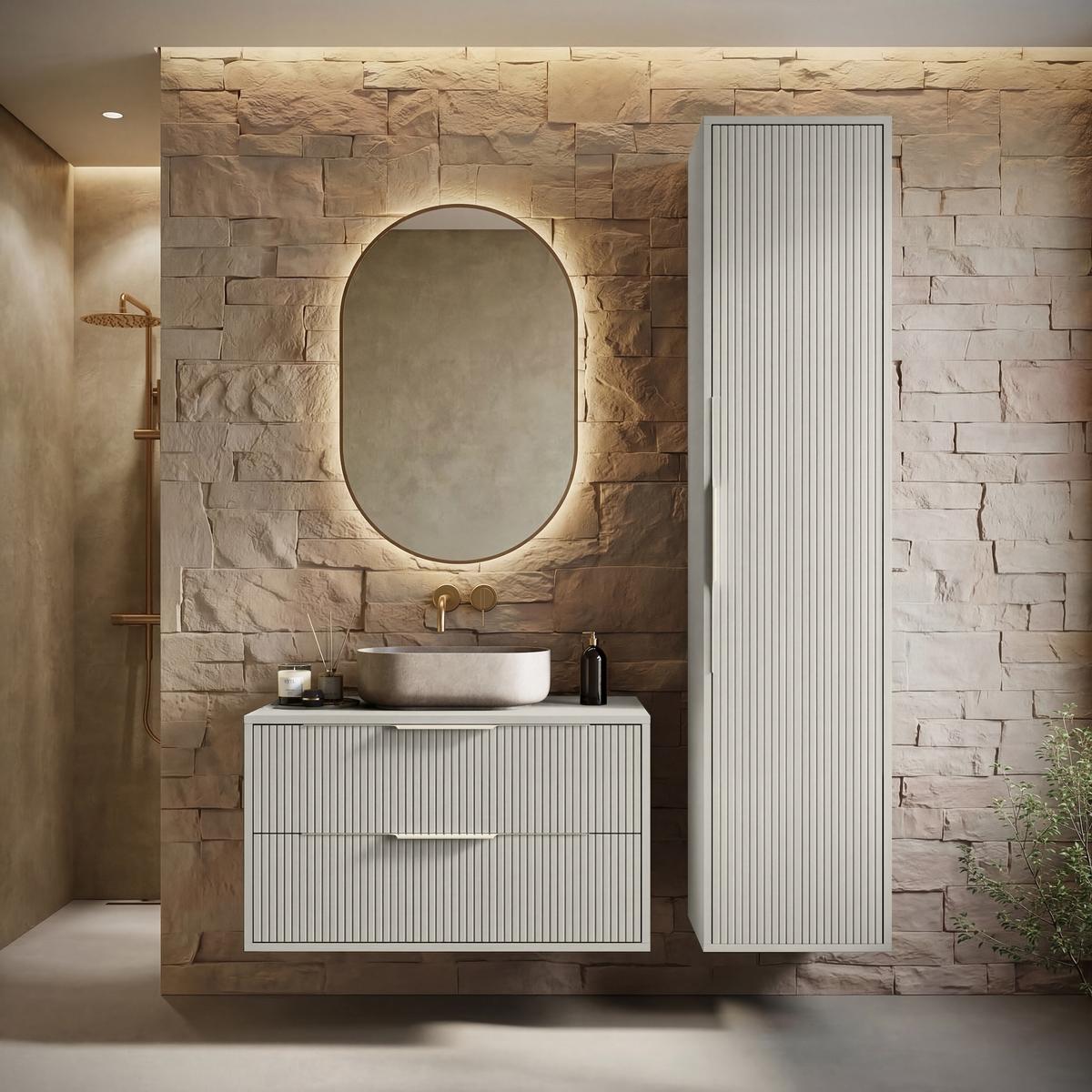 BADMÖBEL-SET Rimini 2 Teile Cashmere - 80 x 46 x 46 cm - Kaschmir, Holz (80/46/46cm) - Badplaats