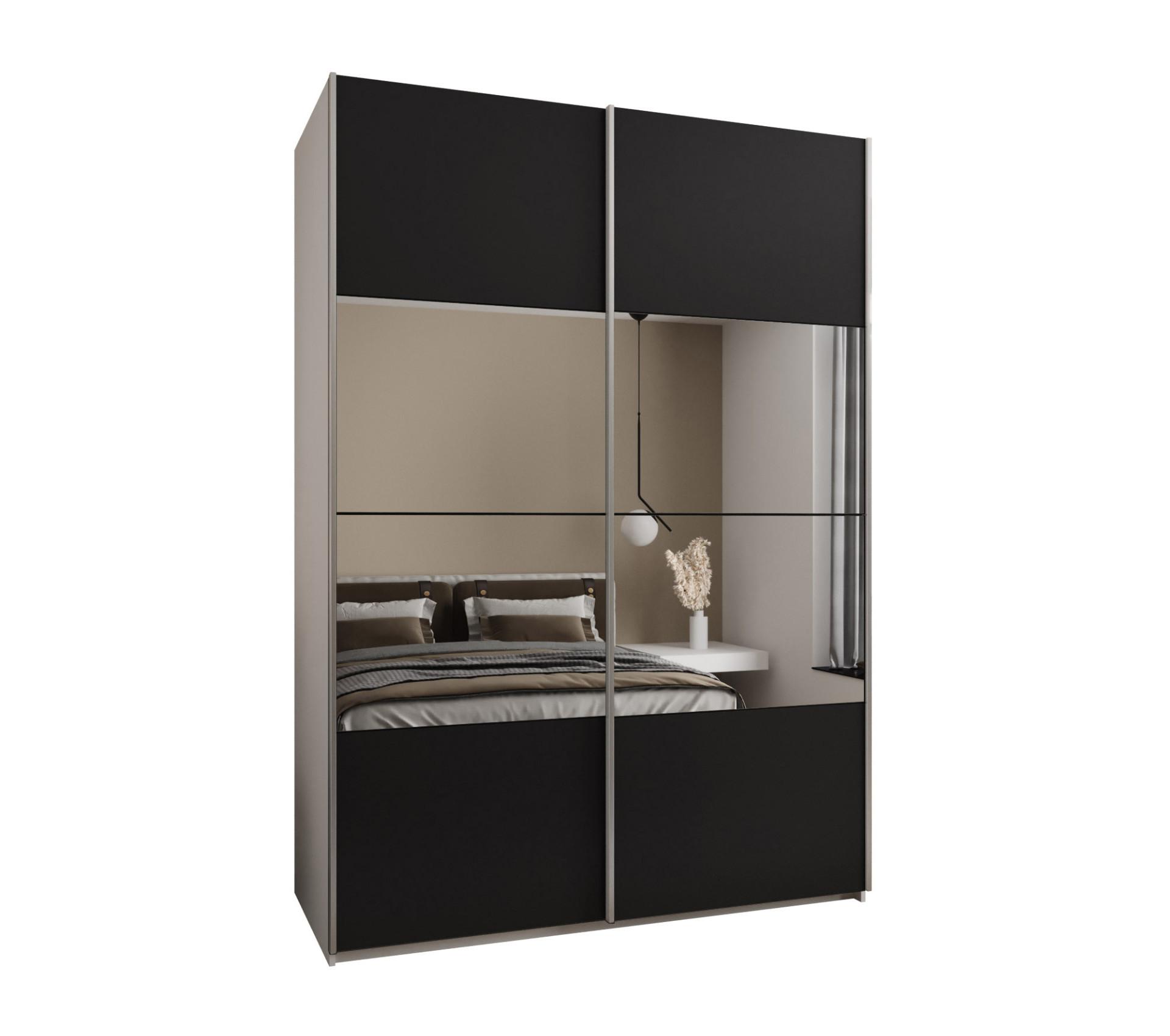 SCHWEBETÜRENSCHRANK 245,5/170/64 2-türig - Silberfarben/Schwarz, Holz/Metall (170/245/64cm) - Abiks Möbel