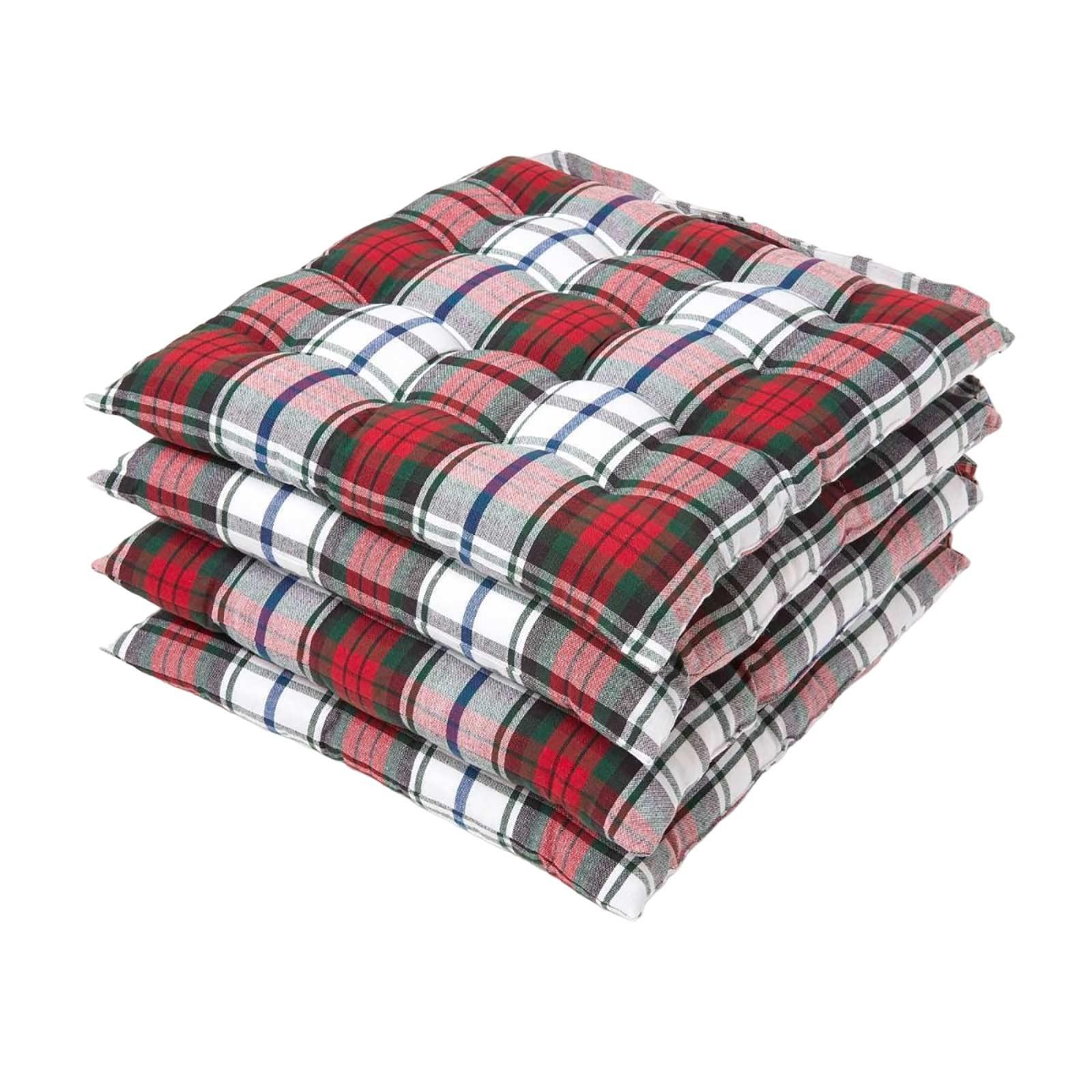 STUHLKISSEN 4er-Set, Macduff Schottenkaro 40/40/5 cm - Rot, Textil (40/40/5cm) - Homescapes