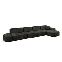ECKSOFA Ottomane Rechts LIVO-L3 - 422x173x79,5 cm Schwarz - Schwarz, Holzwerkstoff/Textil (422/173cm) - ALTDECOR