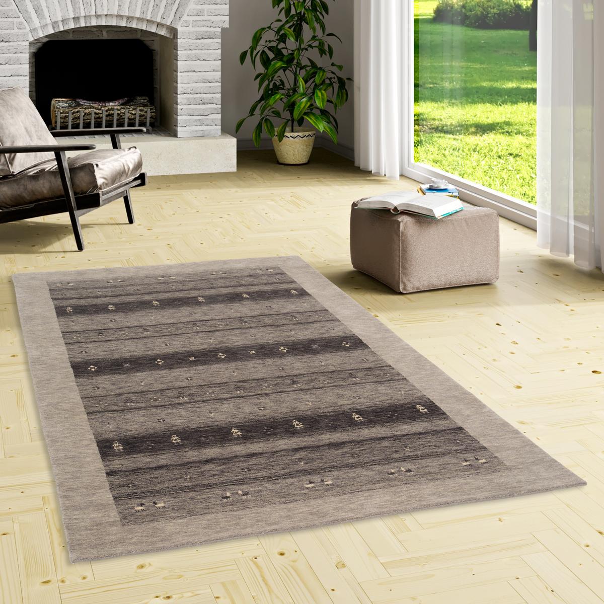 NATUR WOLLE TEPPICH GABBEH ESTA - Grau, Textil (140/200cm) - Pergamon