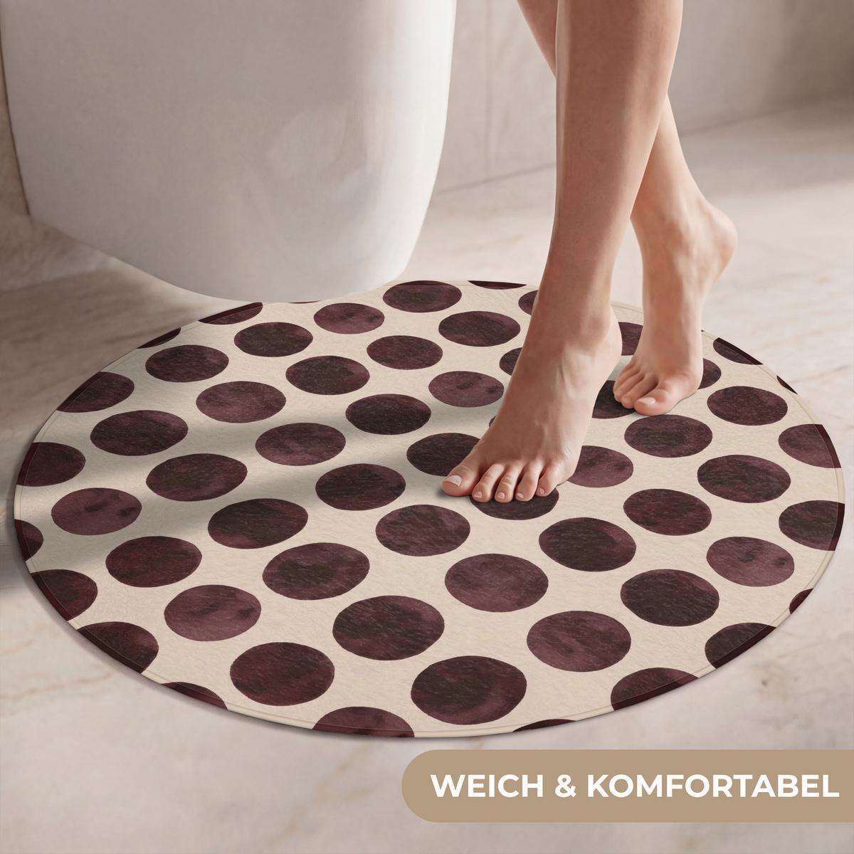 WC-VORLEGER Polka dots - Muster - Braun Toilettenteppich 70x70 cm - Bordeaux, Textil (70/1cm) - OnlyWow