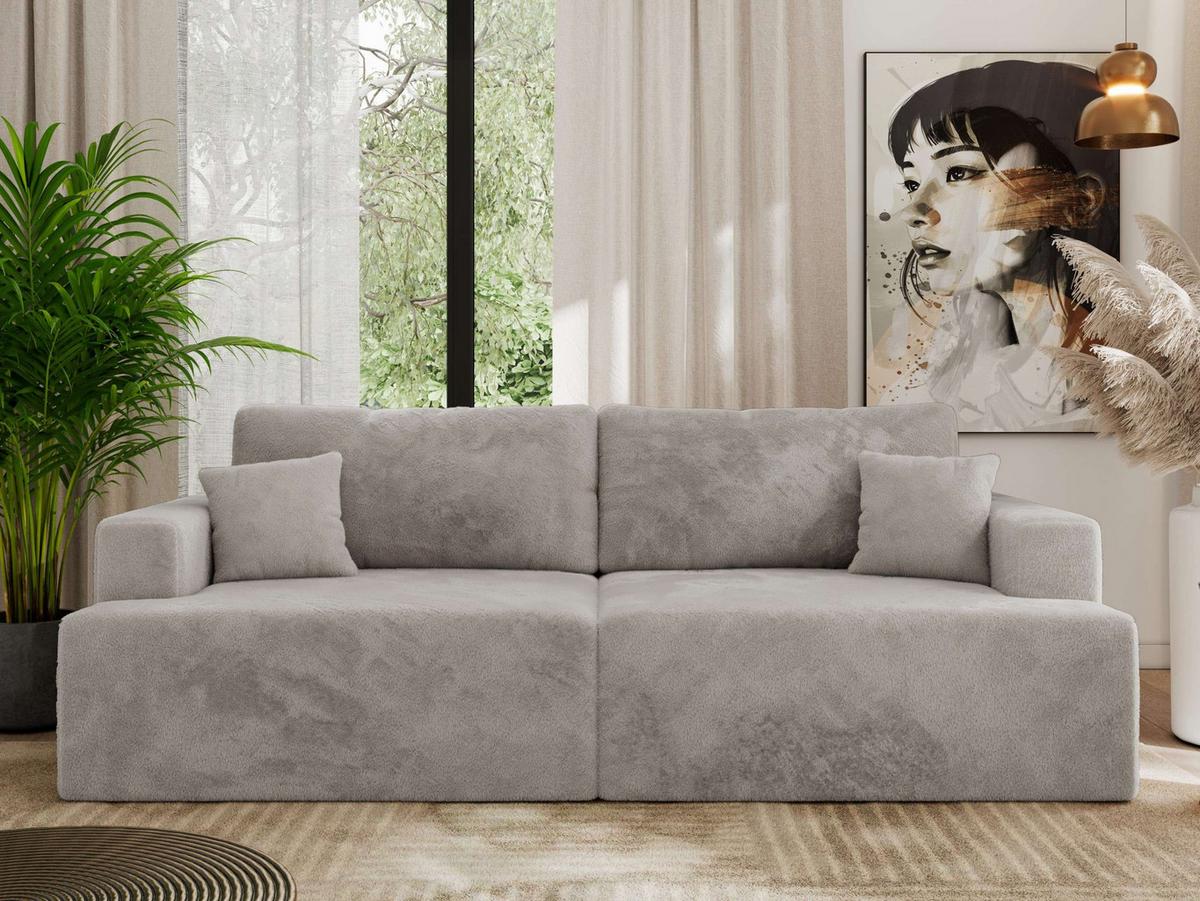 4-SITZER SOFA VIRELLA Hellgrau Plüsch - Hellgrau/Schwarz, Textil (240/88/115cm) - MKS