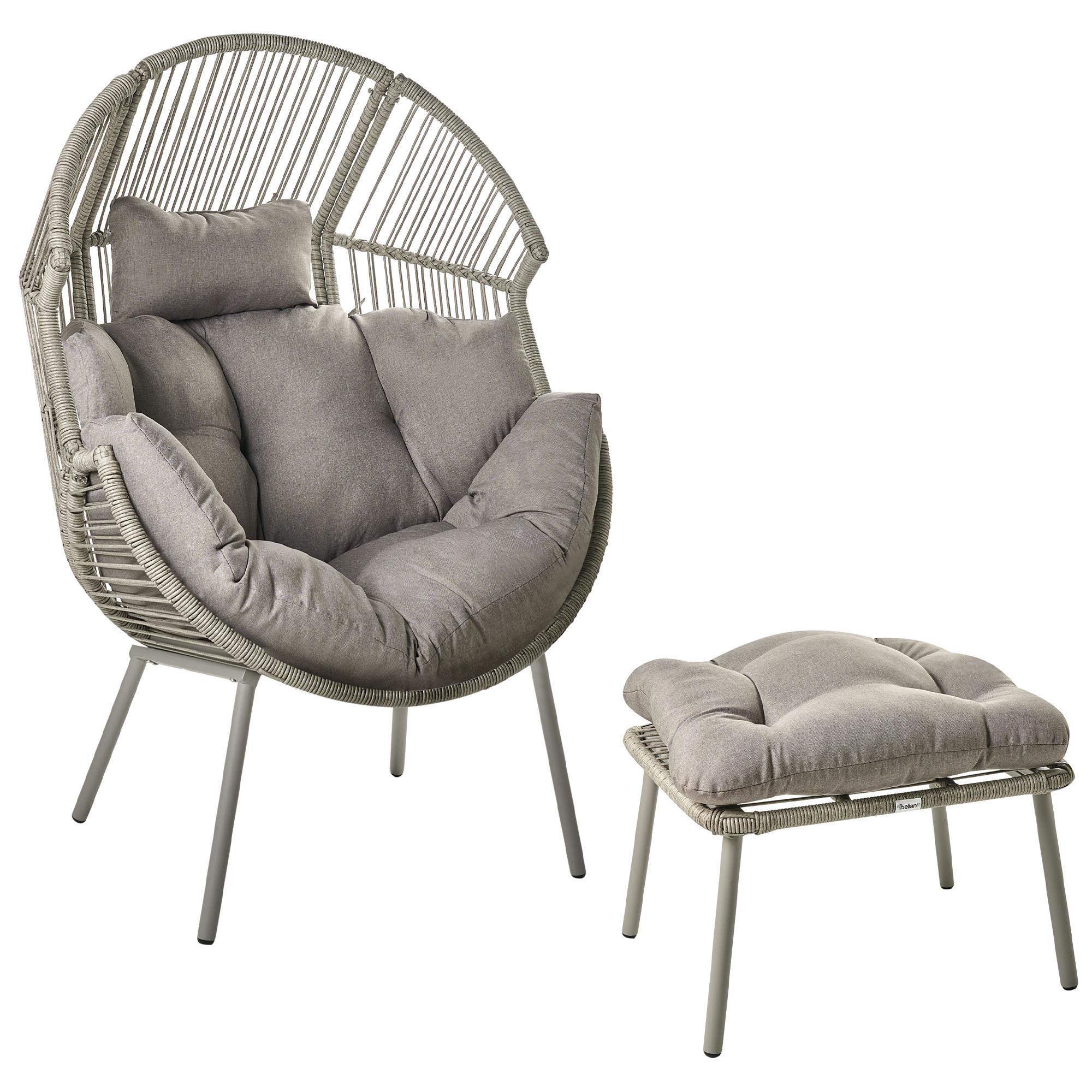 GARTENSTUHL Grau Murano - Grau, Kunststoff (89/130/93cm) - Beliani