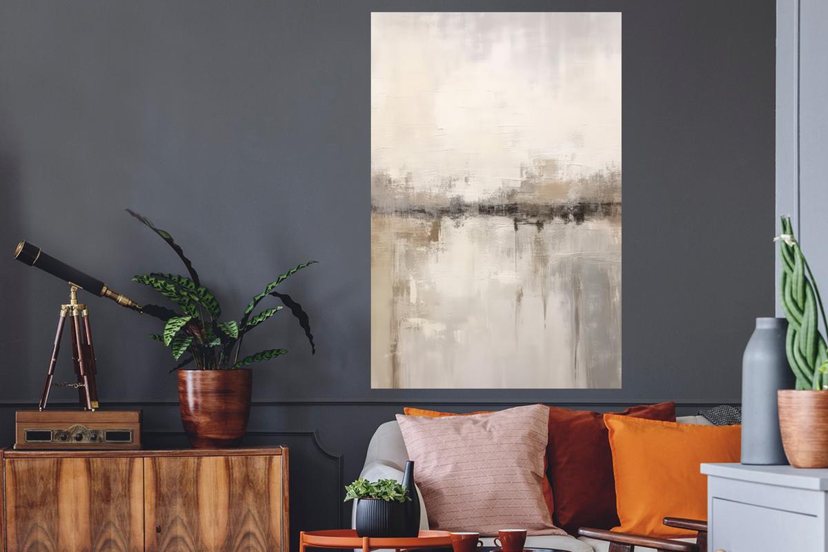 WANDTATTOO Moderne Kunst - Abstrakt - Beige Wandaufkleber 80x120 cm - Beige, Kunststoff (80/120/0.1cm) - MuchoWow