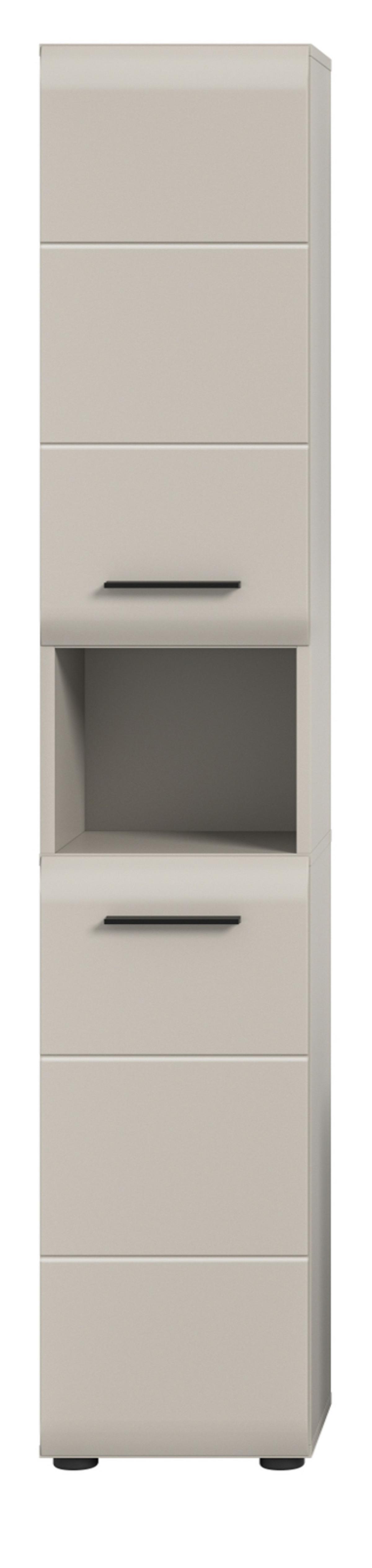 HOCHSCHRANK Kaschmir 30 x 185 cm, Badschrank mit wechselbarem Türanschlag - Kaschmir/Schwarz, Holzwerkstoff/Kunststoff (30/185/30cm) - Inn.Furn