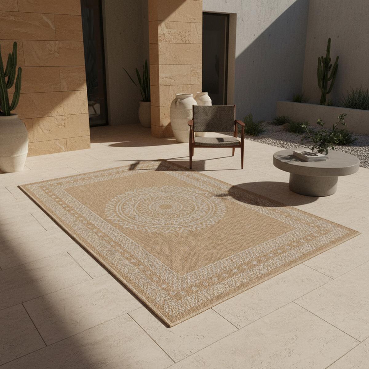 TEPPICH Outdoor KASBERG in Beige, im Vintage-Stil, aus Polypropylen, 80 x 150 cm - Beige, Textil (150/80cm) - KADIMA DESIGN