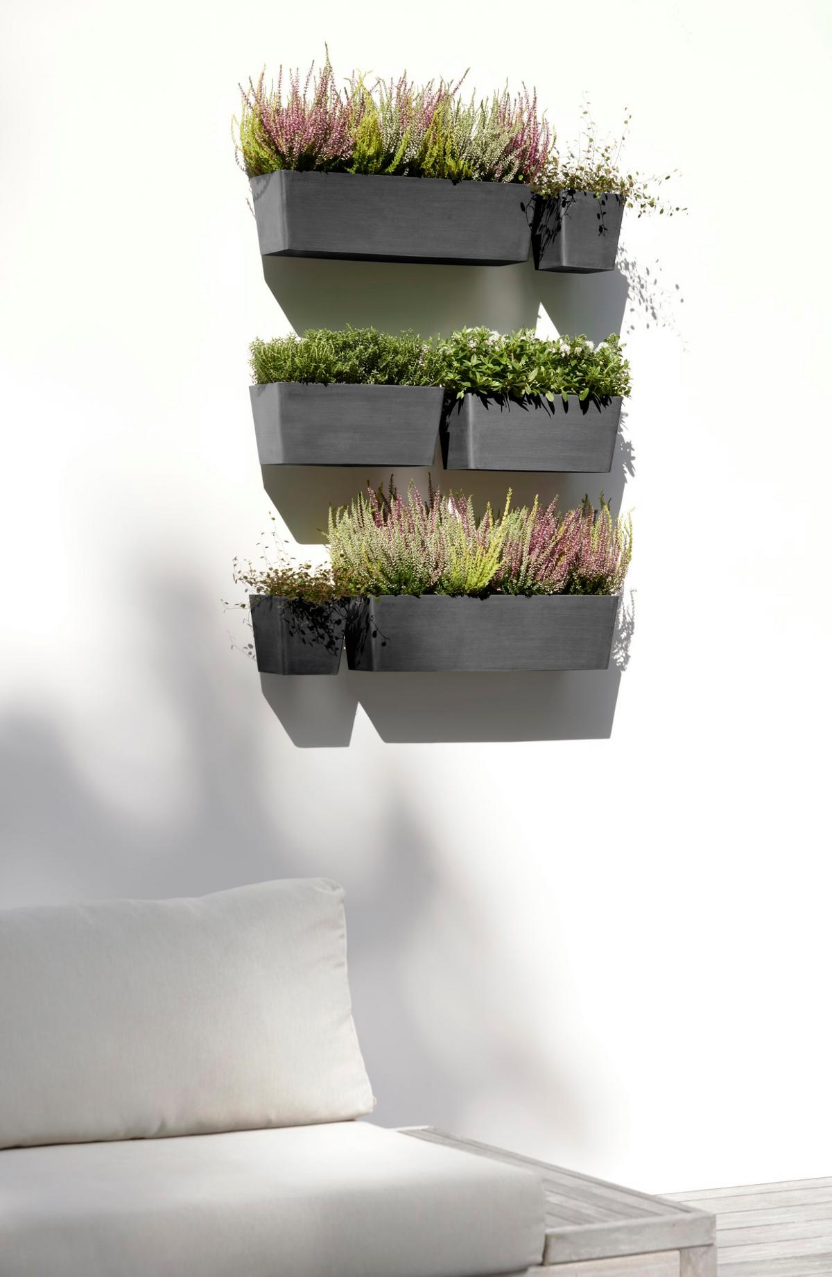 BLUMENTOPF Manhattan Wall 35/17,2/15 cm Dunkelgrau - Dunkelgrau, Kunststoff (35/15cm) - Ecopots